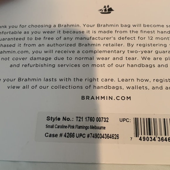 Brahmin Melbourne Small Pink Flamingo Caroline Crocodile-Embossed Satchel Bag - Picture 12 of 15